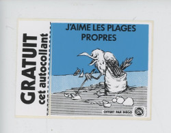 Autocollant Diego BN - Oiseau Goéland "J'aime Les Plages Propres" - Werbepostkarten