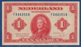 NETHERLANDS  - P.64 – 1 Gulden 1943  AXF, S/n FA441614 - 1 Gulden