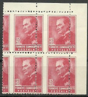 Turkey; 1955 Regular Stamp 15 K. ERROR "Shifted Perf." - Unused Stamps