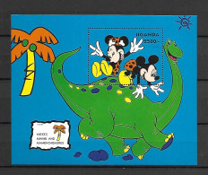 Disney Uganda 1993 Disney Characters With Dinosaurs MS #2 MNH - Disney
