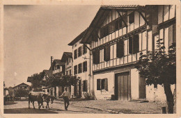 GU 23 -(64) AINHOA -  LA GRANDE RUE DU VILLAGE  -  PAYSAN ET  BOEUFS -  2 SCANS - Ainhoa