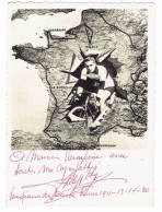 Vainqueur TOUR DE FRANCE 1913-1914-1920 COUREUR CYCLISTE Belge PHILIPPE THYS Carte Géographique Montage Vélo Autographe - Wielrennen