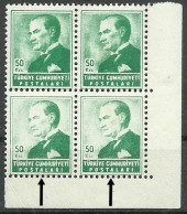 Turkey; 1955 Regular Stamp 50 K. "Color Variety" - Nuevos