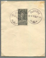 Congo Djugu Oblit. Keach 8A1 Sur C.O.B. 135 Sur Papier Libre Le 04/01/1938 - Cartas & Documentos