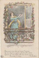 FI 8- CARTE FANTAISIE ILLUSTRATION FEMME AU BALCON - POEME DE THEOPHILE GAUTIER - IMP. EDIT. HAREL , PARIS - Women