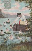 GU Nw - BEBES AU BAIN - BEBES  DANS UN ETANG FLOTTANT SUR  PLANTES AQUATIQUES- LAVANDIERE - Gruppen Von Kindern Und Familien