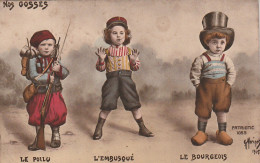 GU Nw - " NOS GOSSES " - LE POILU , L' EMBUSQUE , LE BOURGEOIS - ILLUSTRATEUR MORINET - 2 SCANS - Patriotic