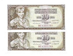 Yougoslavie Yugoslavia 10 Dinara 1981 UNC / NEUF - 2 Consecutive - Autres - Europe