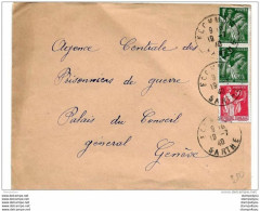 43-32 - Enveloppe Envoyée De Sarthe Au Service Prisonniers De Guerre Croix-Rouge Genève 1940 - Seconda Guerra Mondiale