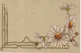 GU Nw - CARTE FANTAISIE GAUFREE - ARABESQUES DOREES ET MARGUERITES - STYLE ART NOUVEAU -  - Blumen