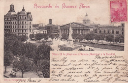 DE Nw28- PLAZA 25 DE MAYO CON EL PALACIO MUNICIPAL Y LA CATEDRAL - RECUERDO DE BUENOS AIRES - ARGENTINA  - Argentine