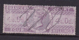 GB Revenues Chancery Court Four Shillings Pale Lilac . The Front Is Rubbed And Creased - Revenue Stamps
