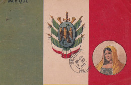 DE Nw29- MEXIQUE - DRAPEAU AVEC EMBLEMES - MEDAILLON AVEC PORTRAIT - BANDERA MEXICANA - MEXICO - México