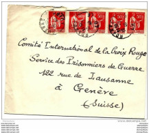 64 - 57 - Enveloppe Envoyée De Roanne Au Service Des Prisonniers De Guerre Croix Rouge Genève 1940 - 2. Weltkrieg 1939-1945