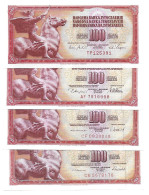 Yougoslavie Yugoslavia 100 Dinara 1965 / 1978 / 1981 / 1986 UNC / NEUF - Jugoslavia