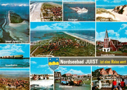 73778996 Juist Nordseebad Fliegeraufnahmen Strand Anleger Duenen Inselbahn Insel - Juist