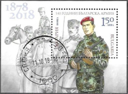 Bulgaria Bulgarie Bulgarien 2018 140 Years Bulgarian Army Michel Bl. 456 (5372) Used Obliteré Gest. Oo Cancelled - Blocks & Sheetlets