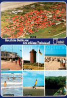 73778980 Juist Nordseebad Fliegeraufnahme Promenade Wasserturm Strand Strandsegl - Juist