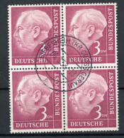 Bund Michel-Nr. 196 Vierer Block Heuss Gestempelt - Altri & Non Classificati