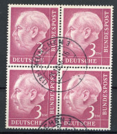 Bund Michel-Nr. 196 Vierer Block Heuss Gestempelt - Other & Unclassified