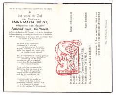 DP Emma Maria Dhont ° Huise Zingem 1912 † Oudenaarde 1949 X Armand Emiel De Waele - Images Religieuses