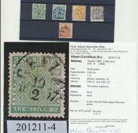 Sweden Sverige Schweden 1855 First 5 Used Stamps With Certificates - Gebruikt