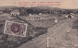 GU Nw- GUINEE FRANCAISE -  KINDIA  - LE BUFFET ET LE DEPOT DES MACHINES - VUE GENERALE - OBLITERATION 1908 - Guinée Française