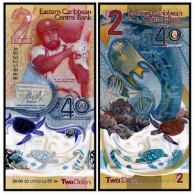 2023 East Caribbean 2 Dollar Polymer Banknote UNC P61 NEW - East Carribeans