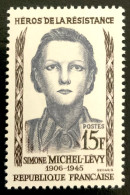 1958 FRANCE N 1159 SIMONE MICHEL-LÉVY HÉROS DE LA RÉSISTANCE - NEUF** - Nuevos