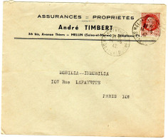 1942  CAD MELUN  " André TIMBERT  MELUN " - Covers & Documents