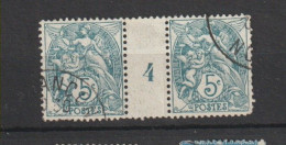 1904 N°111X 2  5c Blanc  Millésime 4 Oblitéré - Used Stamps