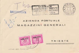 TRIESTE AMG-FTT 1953 SEGNATASSE 2 X 20 LIRE SU CARTOLINA POSTALE - Marcophilie