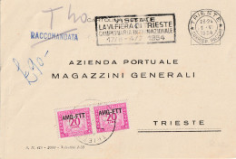 TRIESTE AMG-FTT 1953 SEGNATASSE 2 X 20 LIRE SU CARTOLINA POSTALE - Marcophilia