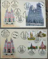 FDC Viet Nam Vietnam Covers With Perf Stamps & Souvenir Sheet 2022 : Church Architecture (Ms1169) - Vietnam