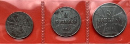 3 Munten: 1 - 2 - 3 Kopek 1916  (Fe) - Polonia