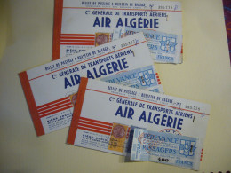 3 Titres De Transport  AIR ALGERIE     1957    TBE - Otros & Sin Clasificación
