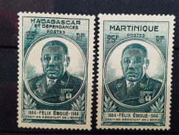 04 - 23 - Madagascar - Félix Eboué N°299 (*) - Variété Défaut D'essuyage En Haut + Normal Pour Comparaison - Unused Stamps