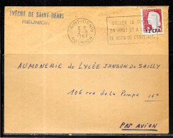 C98 - REUNION - N° 350 SUR LETTRE DE SAINT DENIS DU 02/08/61 - EVECHE DE SAINT DENIS - FLAMME - Lettres & Documents