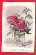 AB672 FANTAISIES MADELEINE LEMAIRE FLEURS ROSES ANCIENNES VASE TRANSPARENT PUBLICITE PHOSPHATINE FALIERES REF:AB672 - Bloemen