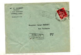 Lettre Cachet Cambrai + Retour   Inconnu Manuscrit - Manual Postmarks