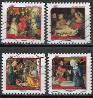 France 2011 Oblitéré Autoadhésif  N°  621 - 622 - 627 - 630  -    Meilleurs Voeux   Nativités - Used Stamps