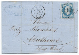 LT5948   N°22/Lettre, Oblitéré GC 1139 CORNIMONT(82), Indice 6 Pour MULHOUSE Du 22 Oct. 1865 - 1862 Napoleone III