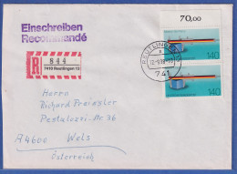 Bund Made In Germany Mi.-Nr. 1378 MEF Auf R-Brief V. REUTLINGEN Nach Österreich - Otros & Sin Clasificación