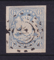 Bayern Wappen 6 Kreuzer Blau Mi.-Nr. 16 Mit OMR 879 Hohenberg - Used