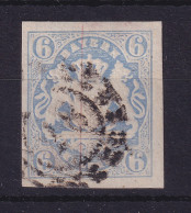 Bayern Wappen 6 Kreuzer Blau Mi.-Nr. 16 Mit OMR 28 Augsburg - Usados