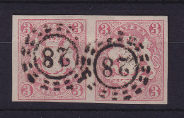 Bayern Wappen 3 Kreuzer Rot  Mi.-Nr. 15 Waag. Paar Mit OMR 28 Augsburg - Oblitérés