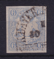 Bayern Wappen 6 Kreuzer Blau Mi.-Nr. 16 Mit BAHNPOST-Halbkreisstempel - Used