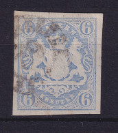 Bayern Wappen 6 Kreuzer Blau Mi.-Nr. 16 Gestempelt - Afgestempeld