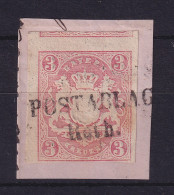 Bayern Wappen 3 Kreuzer Rot  Mi.-Nr. 15 Mit Postablage-O Roth Auf Briefstück - Used