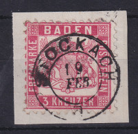 Baden 3 Kreuzer Rot Mi.-Nr. 18  O STOCKACH Auf Briefstück - Used